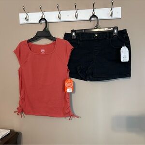 NWT Girls 2 piece Bundle - Wonder Nation Tie Top and Pull On Shorts size 14/16
